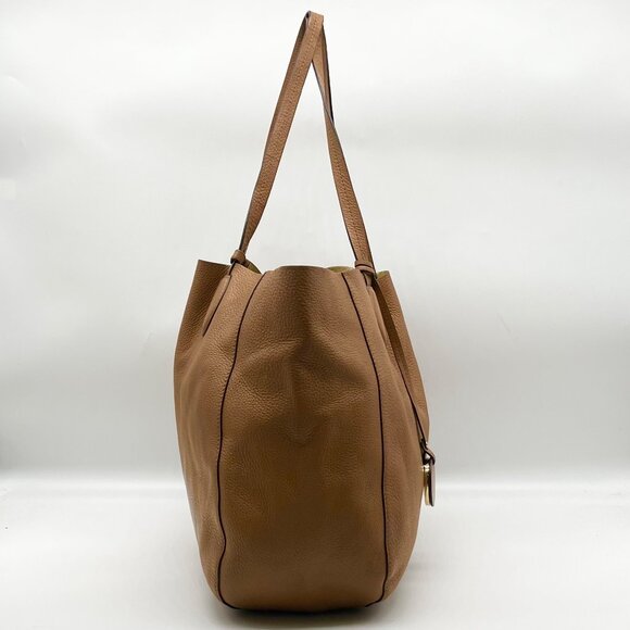 Michael Kors Camel Pebbled Leather Mae Reversible Tote Bag - Picture 3 of 11